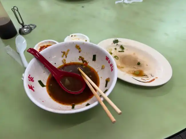 오가우육면 음식 다 먹음